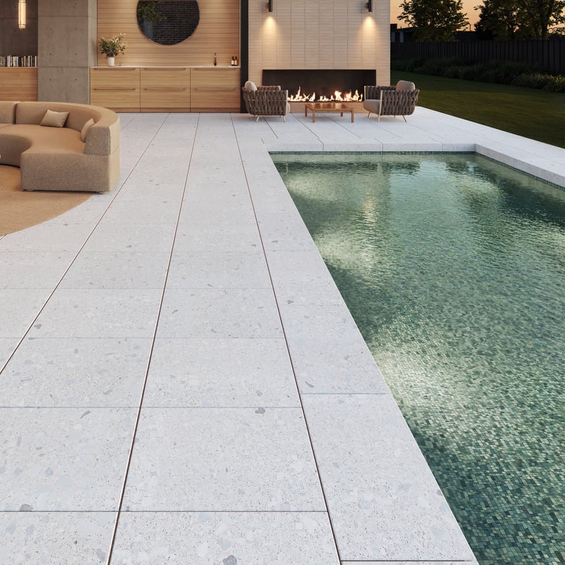 TERRAZZO SLAB, 600X150X60, POLISHED, MINERAL WHITE | Techo-Bloc